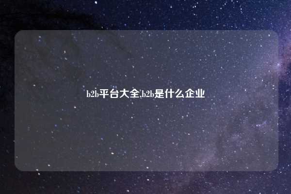 b2b平台大全,b2b是什么企业