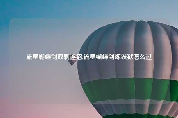 流星蝴蝶剑双刺连招,流星蝴蝶剑炼铁狱怎么过