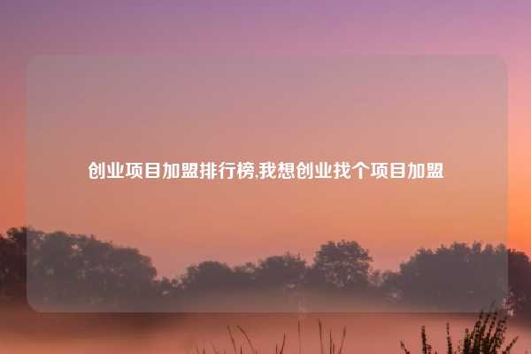 创业项目加盟排行榜,我想创业找个项目加盟