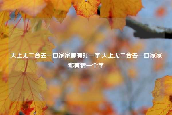 天上无二合去一口家家都有打一字,天上无二合去一口家家都有猜一个字