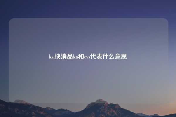 ks,快消品ka和cvs代表什么意思
