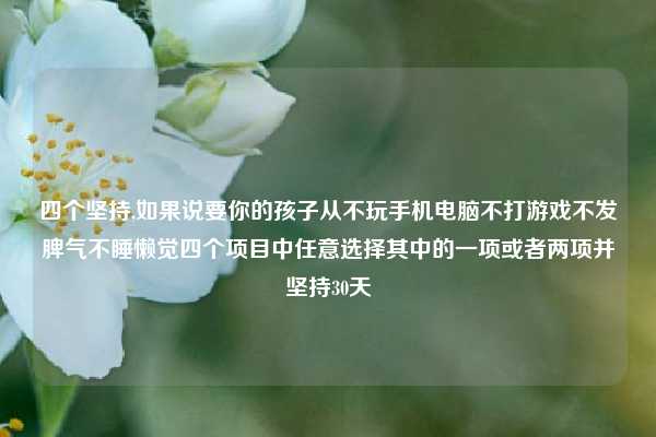 四个坚持,如果说要你的孩子从不玩手机电脑不打游戏不发脾气不睡懒觉四个项目中任意选择其中的一项或者两项并坚持30天
