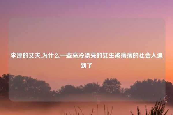 李娜的丈夫,为什么一些高冷漂亮的女生被痞痞的社会人追到了