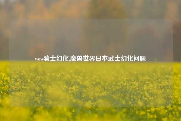 wow骑士幻化,魔兽世界日本武士幻化问题