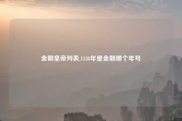 金朝皇帝列表,1138年是金朝哪个年号