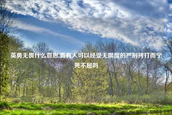 英勇无畏什么意思,真有人可以经受无限度的严刑拷打而宁死不屈吗