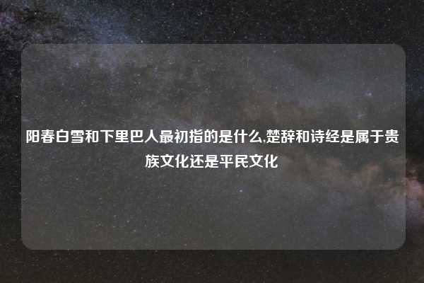 阳春白雪和下里巴人最初指的是什么,楚辞和诗经是属于贵族文化还是平民文化
