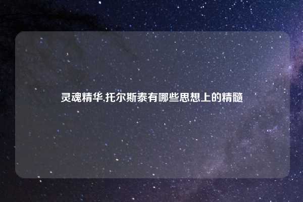 灵魂精华,托尔斯泰有哪些思想上的精髓