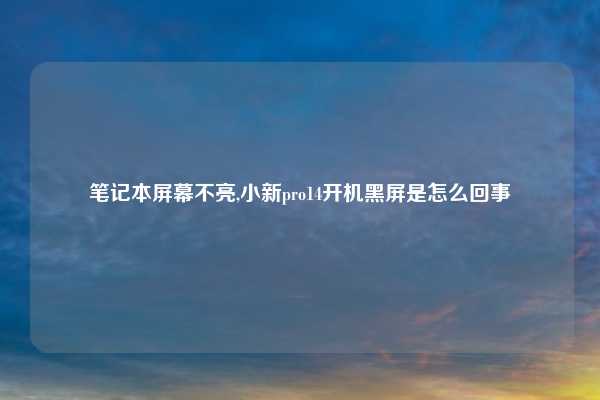 笔记本屏幕不亮,小新pro14开机黑屏是怎么回事
