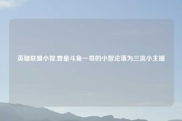 英雄联盟小智,曾是斗鱼一哥的小智沦落为三流小主播
