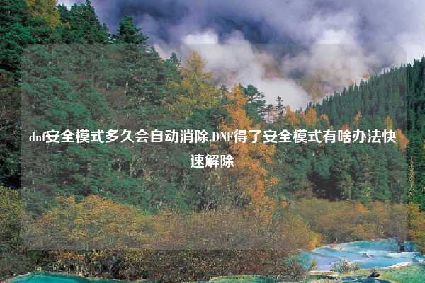 dnf安全模式多久会自动消除,DNF得了安全模式有啥办法快速解除