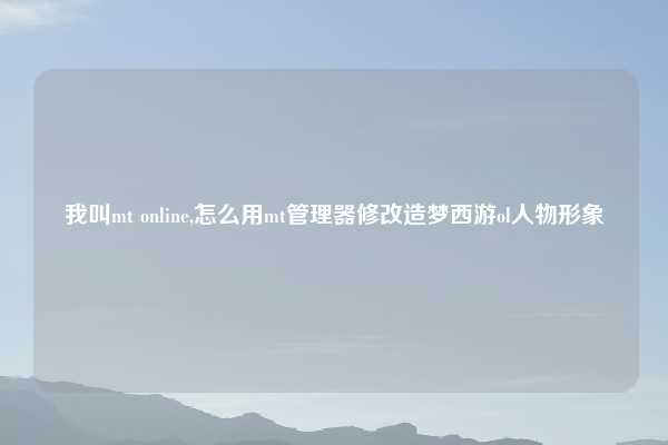我叫mt online,怎么用mt管理器修改造梦西游ol人物形象