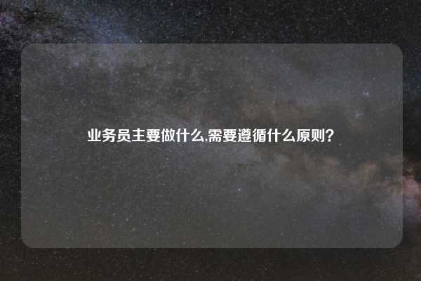 业务员主要做什么,需要遵循什么原则？