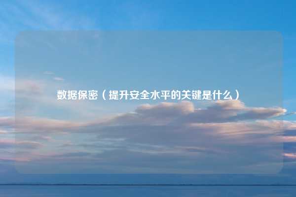 数据保密（提升安全水平的关键是什么）