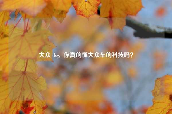大众 dsg,  你真的懂大众车的科技吗？