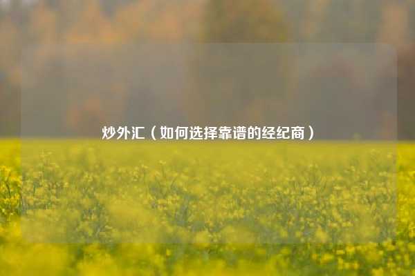 炒外汇（如何选择靠谱的经纪商）