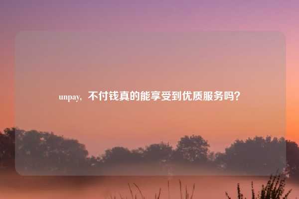 unpay,  不付钱真的能享受到优质服务吗？