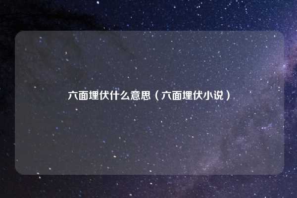 六面埋伏什么意思（六面埋伏小说）