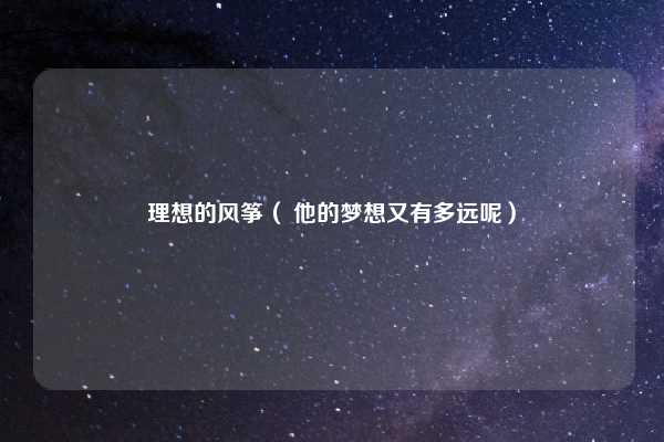 理想的风筝（ 他的梦想又有多远呢）