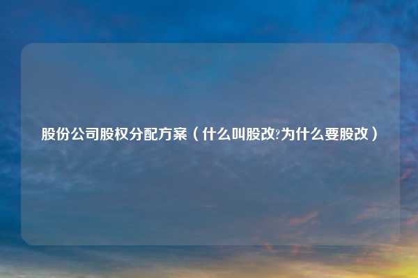 股份公司股权分配方案（什么叫股改?为什么要股改）