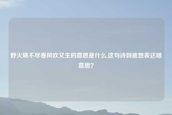 野火烧不尽春风吹又生的意思是什么,这句诗到底想表达啥意思？