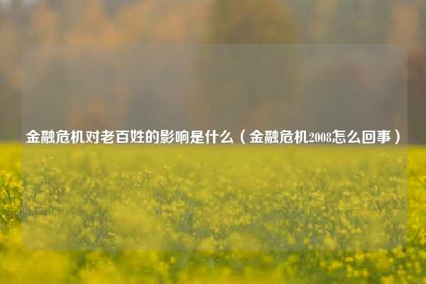 金融危机对老百姓的影响是什么（金融危机2008怎么回事）