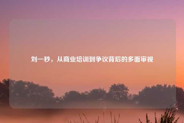 刘一秒，从商业培训到争议背后的多面审视