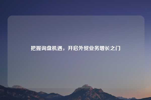 把握询盘机遇，开启外贸业务增长之门