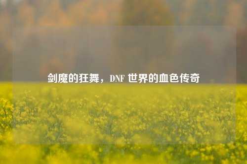 剑魔的狂舞，DNF 世界的血色传奇