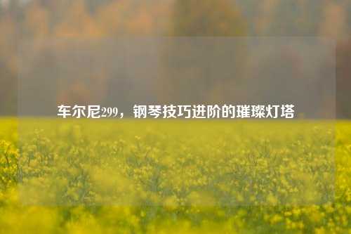 车尔尼299，钢琴技巧进阶的璀璨灯塔