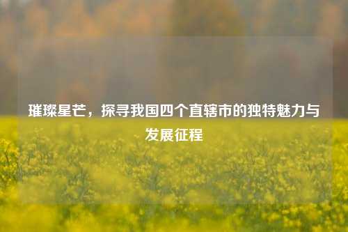 璀璨星芒，探寻我国四个直辖市的独特魅力与发展征程