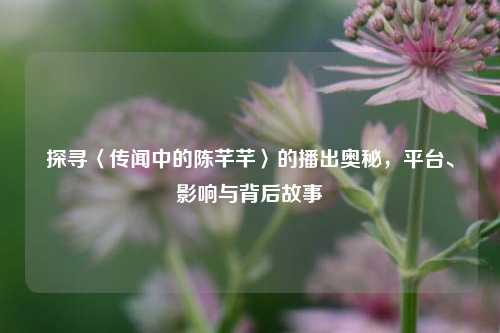 探寻〈传闻中的陈芊芊〉的播出奥秘，平台、影响与背后故事
