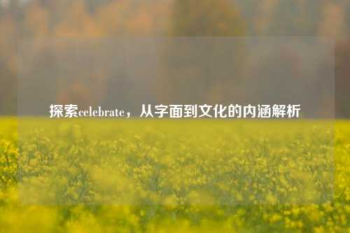 探索celebrate，从字面到文化的内涵解析