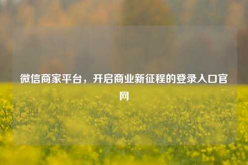 微信商家平台，开启商业新征程的登录入口官网