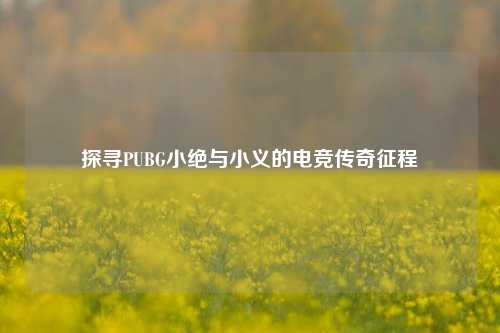 探寻PUBG小绝与小义的电竞传奇征程