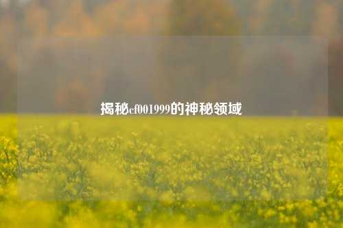 揭秘cf001999的神秘领域