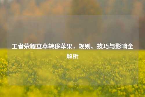 王者荣耀安卓转移苹果,规则、技巧与影响全解析