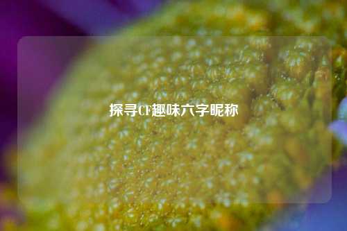 探寻CF趣味六字昵称
