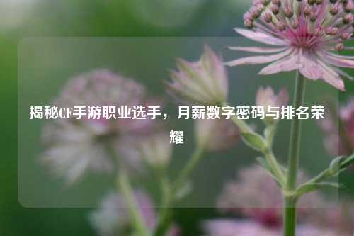 揭秘CF手游职业选手,月薪数字密码与排名荣耀