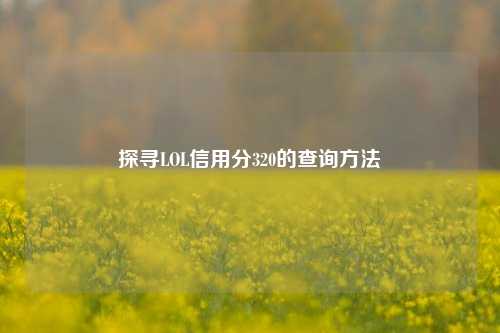探寻LOL信用分320的查询