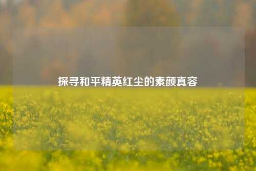 探寻和平精英红尘的素颜真容
