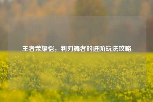 王者荣耀恺,利刃舞者的进阶玩法攻略