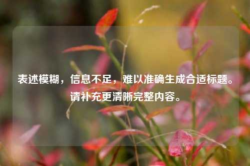 详细阅读:表述模糊,信息不足,难以准确生成合适标题。请补充更清晰完整内容。 表述模糊,信息不足,难以准确生成合适标题。请补充更清晰完整内容。